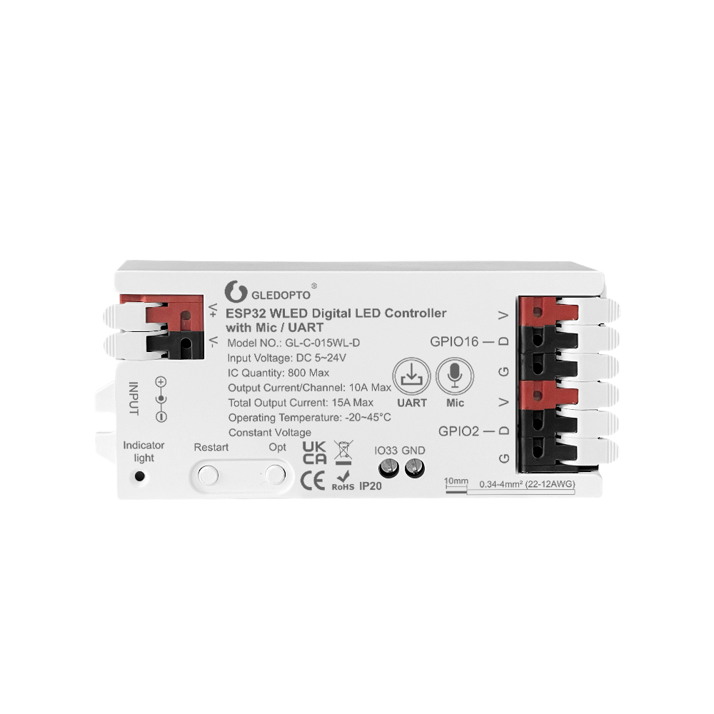Gledopto ESP32 WLED Controller 15A with Mic