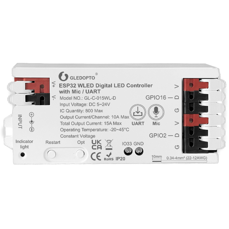 Gledopto ESP32 WLED Controller 15A with Mic