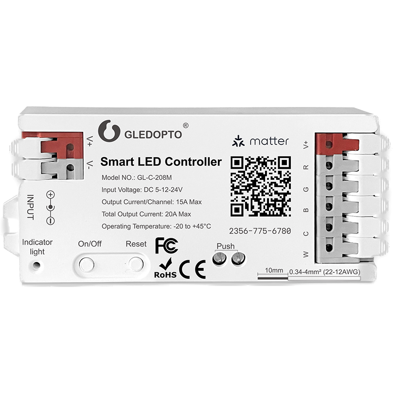 Gledopto Matter WiFi RGB+CCT LED Controller 20A