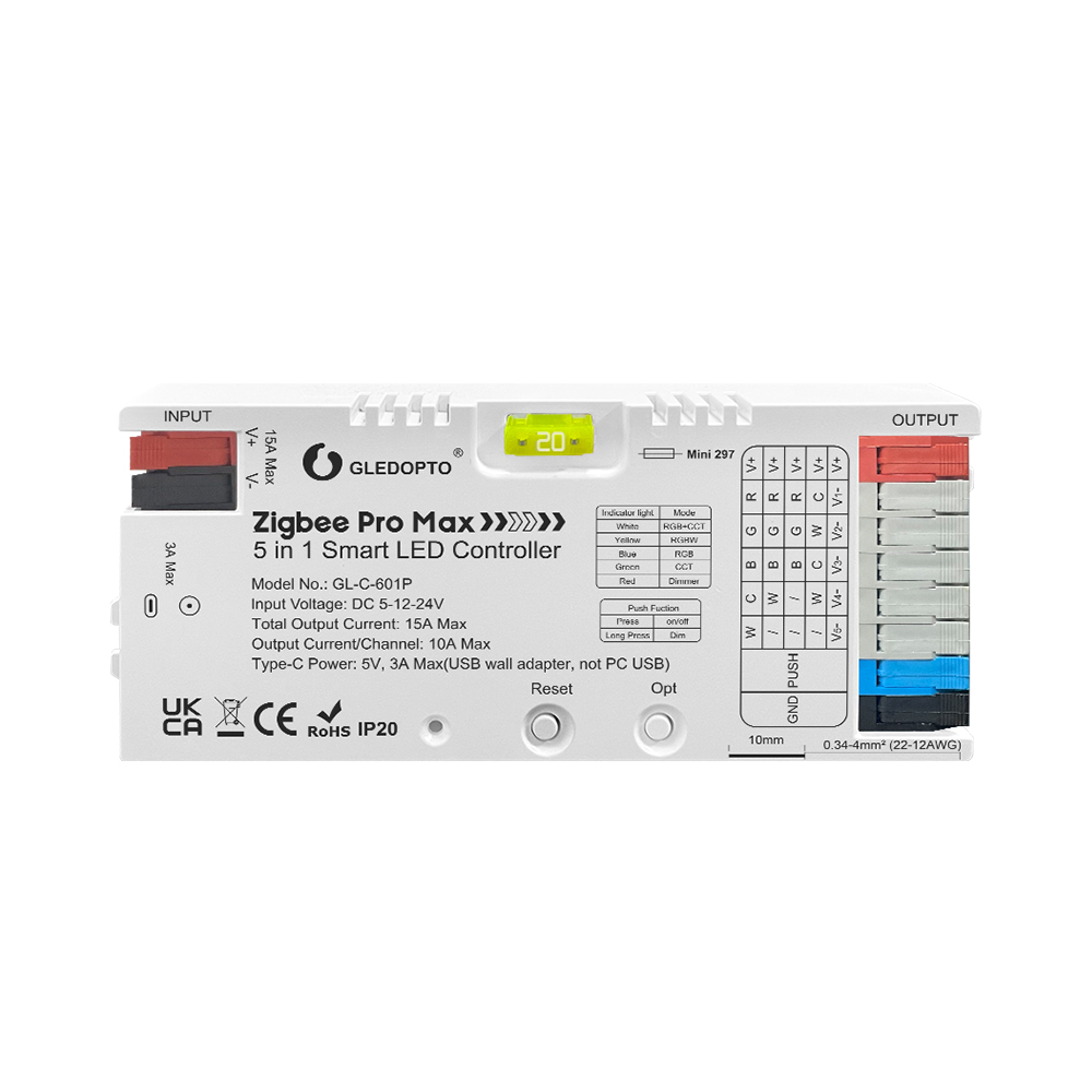 Gledopto GL-C-601P Zigbee PRO+ 5-in-1 LED Controller 15A